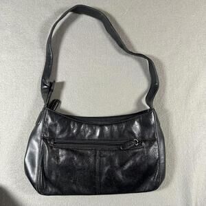 Shoulder Bag Black Leather Y2K Vintage